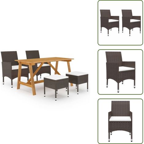 Taburetes de jardín - vidaXL Juego de comedor de jardín de 5 piezas marrón - Comedor de jardín