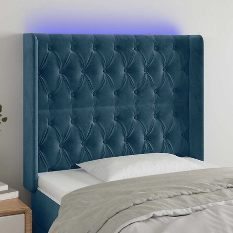 Tête de lit LED bleu foncé en velours réglable 103 x 16 x 118/128 cm, 13.73kg - PANGIVO (1/5)