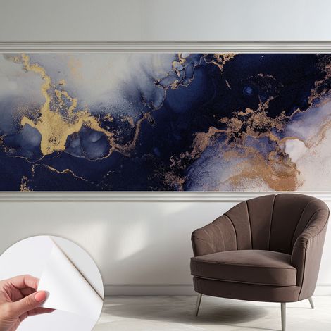 Carta da parati autoadesiva - fotomurale - decorazione parete - stile elegante - decorazione casa - Onde blu scuro 250x104 cm (1/5)