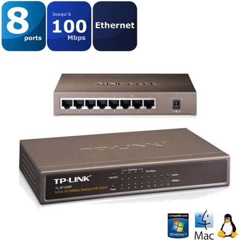 TP-Link TL-SF1008P Unmanaged Fast Ethernet (10/100) Power over Ethernet (PoE) Schwarz (1/5)