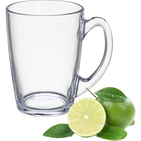 Vaso con asa 330 ml liso transparente para café o té (1/4)