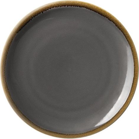 Assiette Plate Ronde Grise - 280 mm - Lot de 4 -