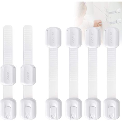 Bloque Porte Bébé Verrouillage Sécurité - [Lot de 6] Serrures Verrous Loquets de Sécurité Pour Bébé et Enfants Sur Placard, Armoires, Tiroirs, Fours, Réfrigérateurs (1/5)