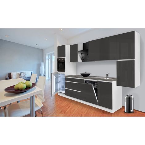 Cucina blocco cucina blocco cucina senza maniglie bianco grigio Lorena 330 cm Respekta (1/5)