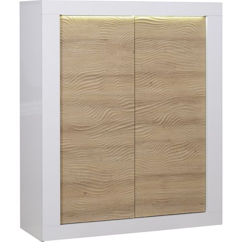 DAYTON OAK - Meuble de Rangement 2 Portes Effet Chêne et Leds (1/5)