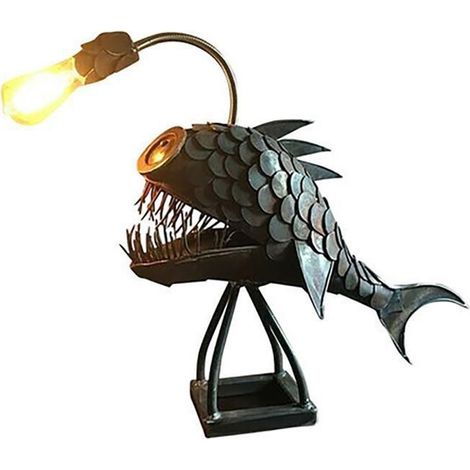 Lampe De Table En Forme De Poisson - Style Rétro Fait Main - Éclairage D'intérieur Décoratif - 1 Pièce (1/5)