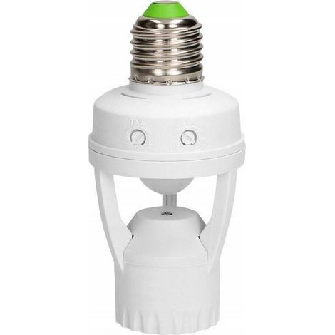 Douille d'ampoule avec détecteur de mouvement, 360 degrés. IP20, filetage E27, 1x60W