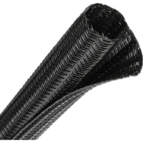 Manchon de Gestion de Câble Tressé Fendu de 3 m, Gaine de Protection de Cordon Flexible en Maille pour TV et Ordinateur (Noir, 5 mm) (1/5)