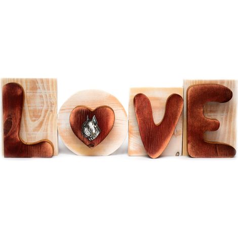 Boxer, Boxer II - scritta LOVE in legno, decorazione d'interni con un cane, graziosa decorazione per mensole di Art-Dog (1/5)