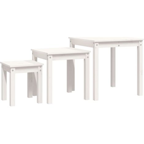 Maison Exclusive - Tables gigognes 3 pcs Blanc Bois de pin massif (1/5)