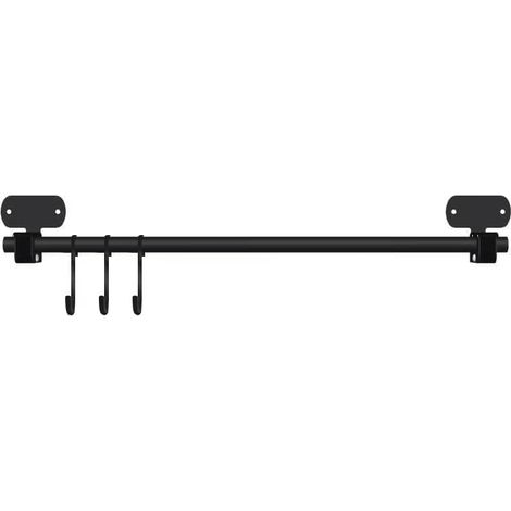 Support Ustensiles Cuisine Mural INOX avec 3 Crochets 50cm, Porte Mural, Rangement poele Noir-1 -'Noir-1'Noir-1'-