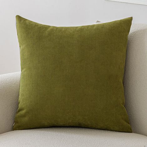 Fodera per cuscino quadrato 45 x 45 cm – Decorazione moderno per sala, fodera in velluto costato color oliva, ideale per divano, poltrona o letto – Senza imbottitura