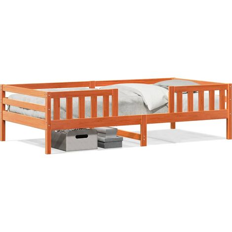 Maison Exclusive - Massivholzbett ohne Matratze Wachsbraun 90x190
