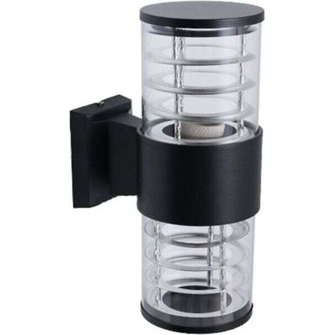Aplique de exterior moderno con luz ascendente y descendente, lámpara de pared exterior negra para patio, garaje, jardín, puerta principal, entrada - 1 unidad - Crezuo