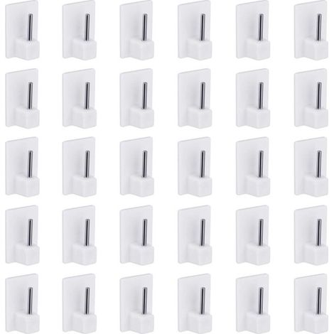 30 ganci per tende, ganci autoadesivi per asta per tende, fermatende, bianchi e resistenti. (1/5)