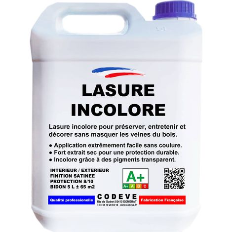 Codève Bois – Lasure extérieure incolore 20 L – Protection durable pour bois – Application facile sans coulure – Rendement jusqu'à 17 m²/l