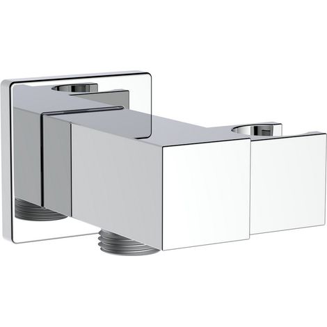 Presa d'acqua snodabile in ottone con supporto doccetta quadra (1/4)