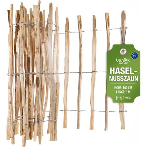 Haselnuss Holzzaun 100 cm x 5 m, Lattenabstand 7-9 cm