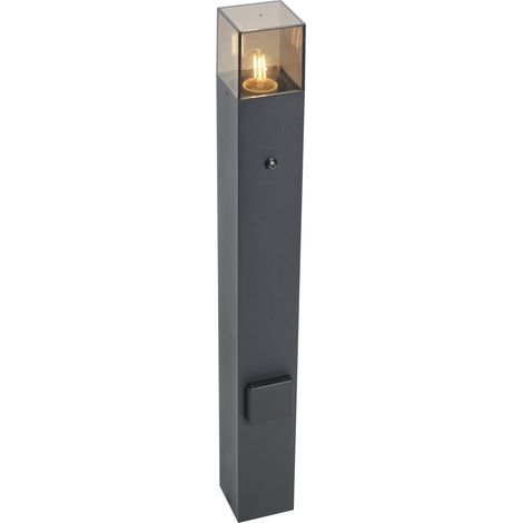 Moderne Wegeleuchte schwarz mit Rauchglas 70cm mit Dämmerungssensor IP44 - Dänemark