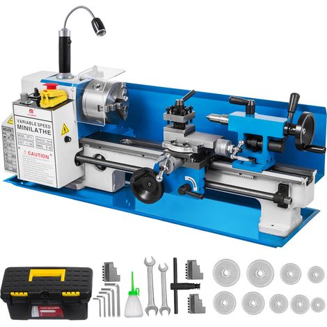 VEVOR Tour a Metaux de Precision 180 x 350 mm Vitesse Variable 50-2500 tr/min Kit Mini Tour a Metal avec Lampe Mobile Moteur 550 W Machine a Usage Intensif pour Travaux de Precision Travaux d’Usine