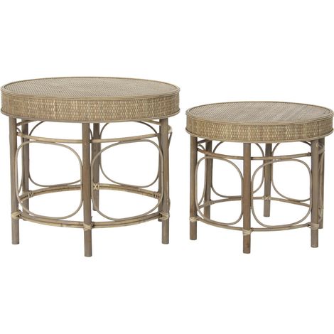 Table Auxiliaire Set 2 Rotin 61X61X52 50X43 (1/4)
