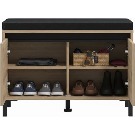 Mobile da Ingresso Varmo, un Ripiano, 2 Ante, 2 Vani, 80x40x57h cm Marrone Rovere Nodi