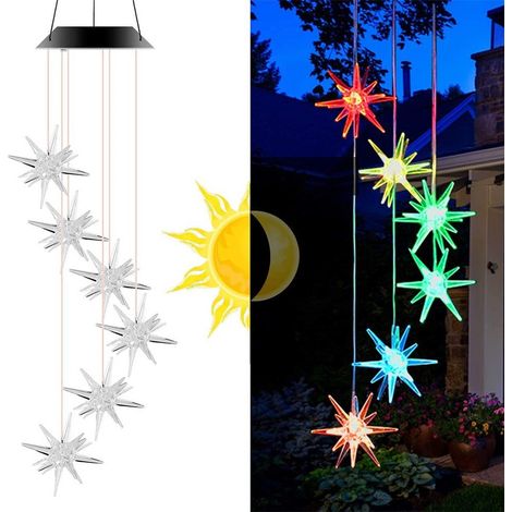 Carillon éolien pour extérieur à LED de jardin, boule d'épine, éclairage décoratif solaire (1/5)
