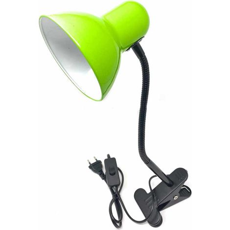 Lampada snodabile da scrivania con pinza braccio flessibile luce da tavolo orientabile con attacco per lampadine E27 Verde (1/2)