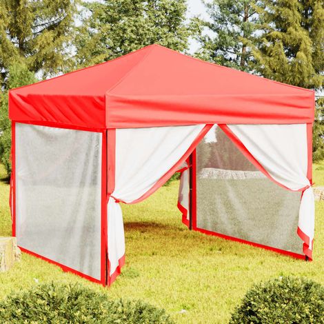 Tente de réception pliable Tonnelle de Jardin - Rapide à Installer avec parois Rouge 3x3 m BV186513 - BonneVie (1/5)