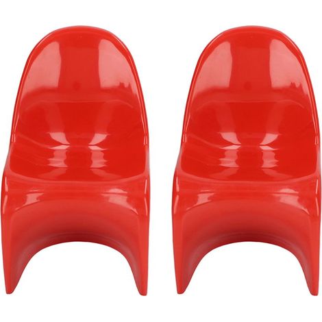 2pcs Chaises Miniatures 1/6 Échelle, Style Décontracté Mignon, DIY Petit Plastique 14x9x8cm, Jouets Maison de Poupée Décorations Rouges (1/5)