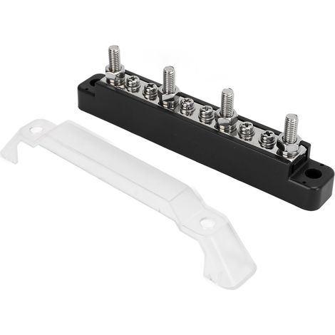 Boîtier de répartition électrique 10 voies, 4 bornes M6 et 6 vis M4, pour auto camion bateau camping-car, noir négatif (1/5)