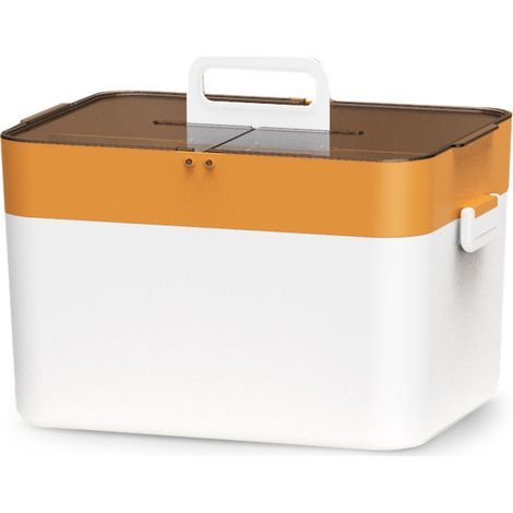 Tragbare, doppelwandige Aufbewahrungsbox aus Kunststoff, Aufbewahrungsbox mit Klappdeckel, windelförmige Medikamentenbox (1/5)