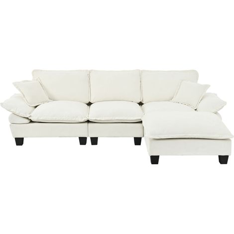 ELVMI Canapé d'angle modulaire en L avec ottomane amovible et Accoudoirs amovibles, en Chenille, Beige, 263 x 151 x 90 cm (1/5)