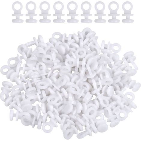 Crochet de Rideau - Non spécifié - 100PCS - Plastique Blanc - Diamètre 9mm - Longueur 17,3mm (1/4)