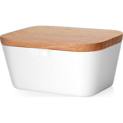Boîte de rangement pour beurre avec couvercle en bois, récipient hermétique de conservation (1/5)