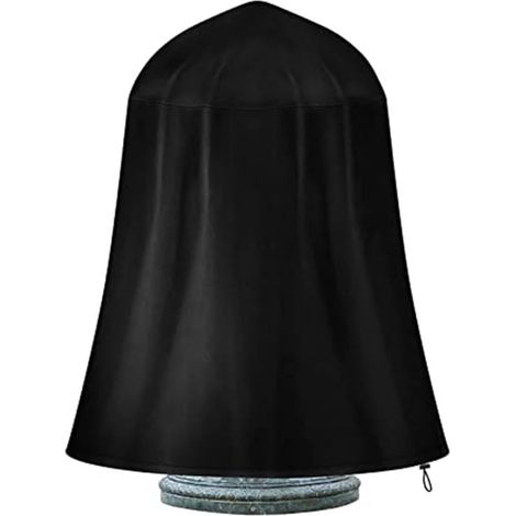 Housse de fontaine d'extérieur de 91,4 x 106,7 cm robuste et résistante aux intempéries avec ourlet élastique pour terrasse (noir) (1/5)