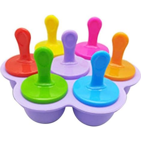 Moulle à Glace Silicone Fruit Bébé Moule À Crème Glacée Coloré De 7 Trous, Adapté À La Fabrication De Crème Glacée Bricolage en Été
