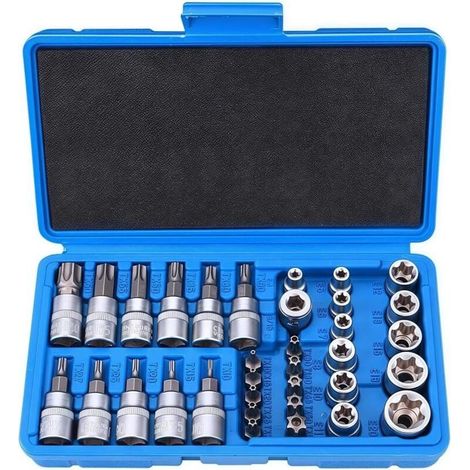 Ensemble de 34 Douilles Torx Robuste, Douille Torx Femelle, Coffret Douille Torx, Embout Torx, Outils Mecanique Automobile (1/4)