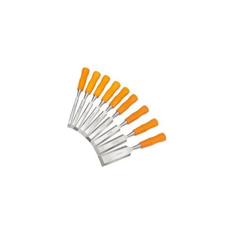 Schreinerwerkzeug, Holzmeißel mit orangefarbenem Griff, Kohlenstoffstahl, 6-32, stoßfester Holzmeißel, Flachmeißel, Set mit gespaltenem Holzmeißel (1/4)