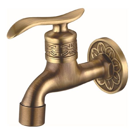 BEBUSINGOTO Wasserhahn - Messinghahn im antiken Stil, Wandmontage, Kaltwasserwaschhahn für Badezimmerküche (1/5)