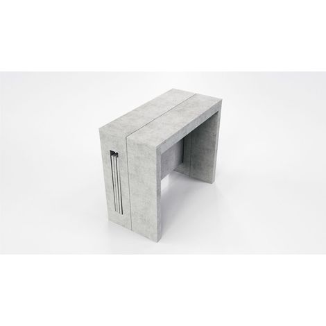 Consolle CLEVER con allunghe incorporate CEMENTO L 90 (1/4)