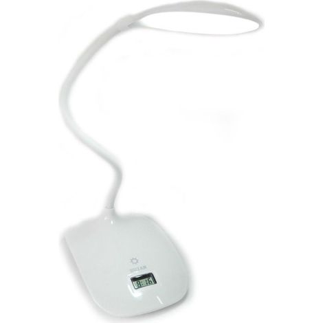 Lampe De Table Bureau 8 Led Rechargeable Lumière Tactile Avec Horloge Articulée