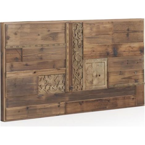 Tête de lit en panneaux MDF plaqué en sapin coloris naturel - Longueur 110 x Hauteur 60 x Largeur 6 cm (1/4)