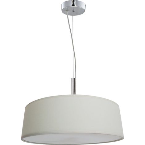 Suspension Candellux BLUM abat-jour tissu chrome/écru 3xE27 Ø40 (1/3)