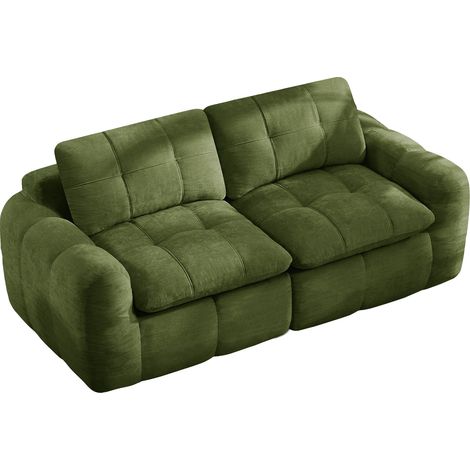 Canapé 2 places modulable vert en tissu, assise profonde, confort moelleux, montage sans outil pour salon, appartement ou chambre, design minimaliste - CHICFURN (1/5)