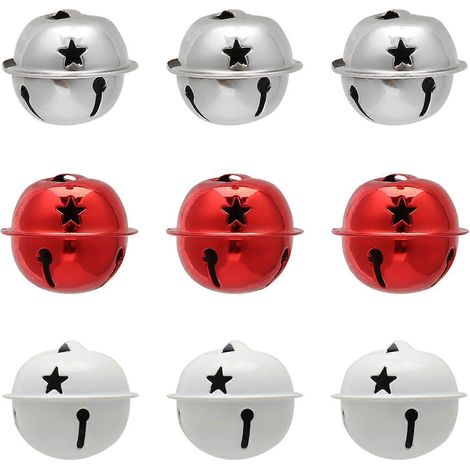 Lot de 9 décorations de Noël à suspendre : clochettes en fer, pendentif pour sapin.-3x3cm (1/3)