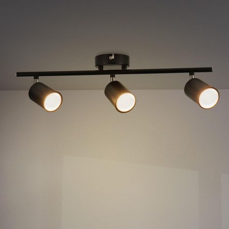 Plafonnier Série Black 3 spots GU10, pour usage en intérieur sec IP20, convient pour salle de bain, salon, chambre et cuisine (Ampoule non incluse) (1/5)