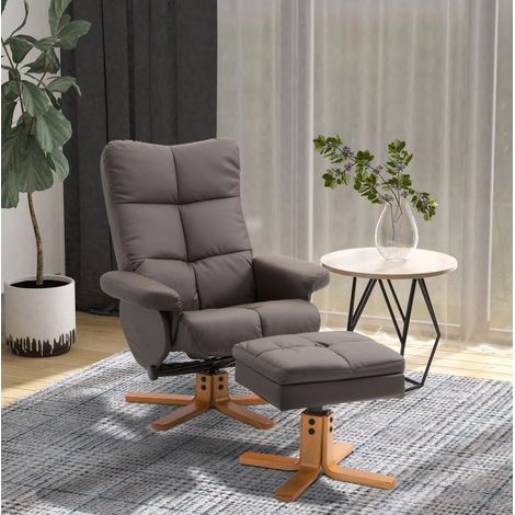 MEUBLIV Relaxsessel 80x86x99 cm braun – 360° drehbar, mit Fußhocker und Stauraum (1/5)