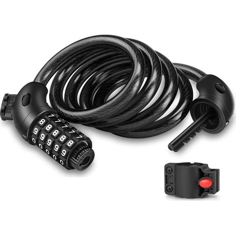 MINKUROW Catene Lucchetto Bici, Combinazione A 5 Cifre, Catene Lucchetto Bici Antifurto Esterno Con Porta Bici, Lucchetto Cavo Bici 12mm Per Biciclette, Moto, Magazzino, Scale E Cancelli - 125 Cm (1/5)