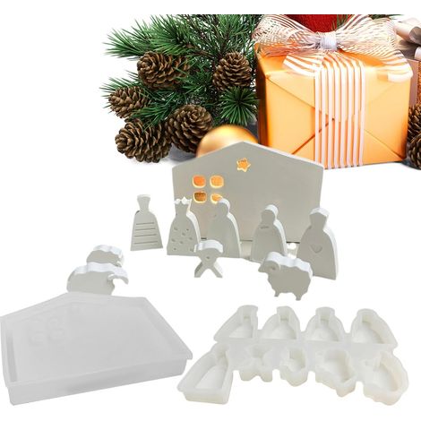 Moule en silicone pour crèche de Noël Moule en silicone Jésus religieux pour bougies de savon parfumées, Halloween, Nouvel An (1/5)